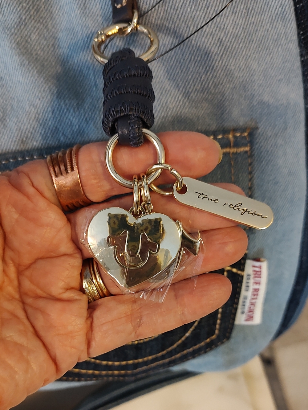 True Religion Light Blue and Dark Blue Denim Shoulder Bag - Picture 4 of 13